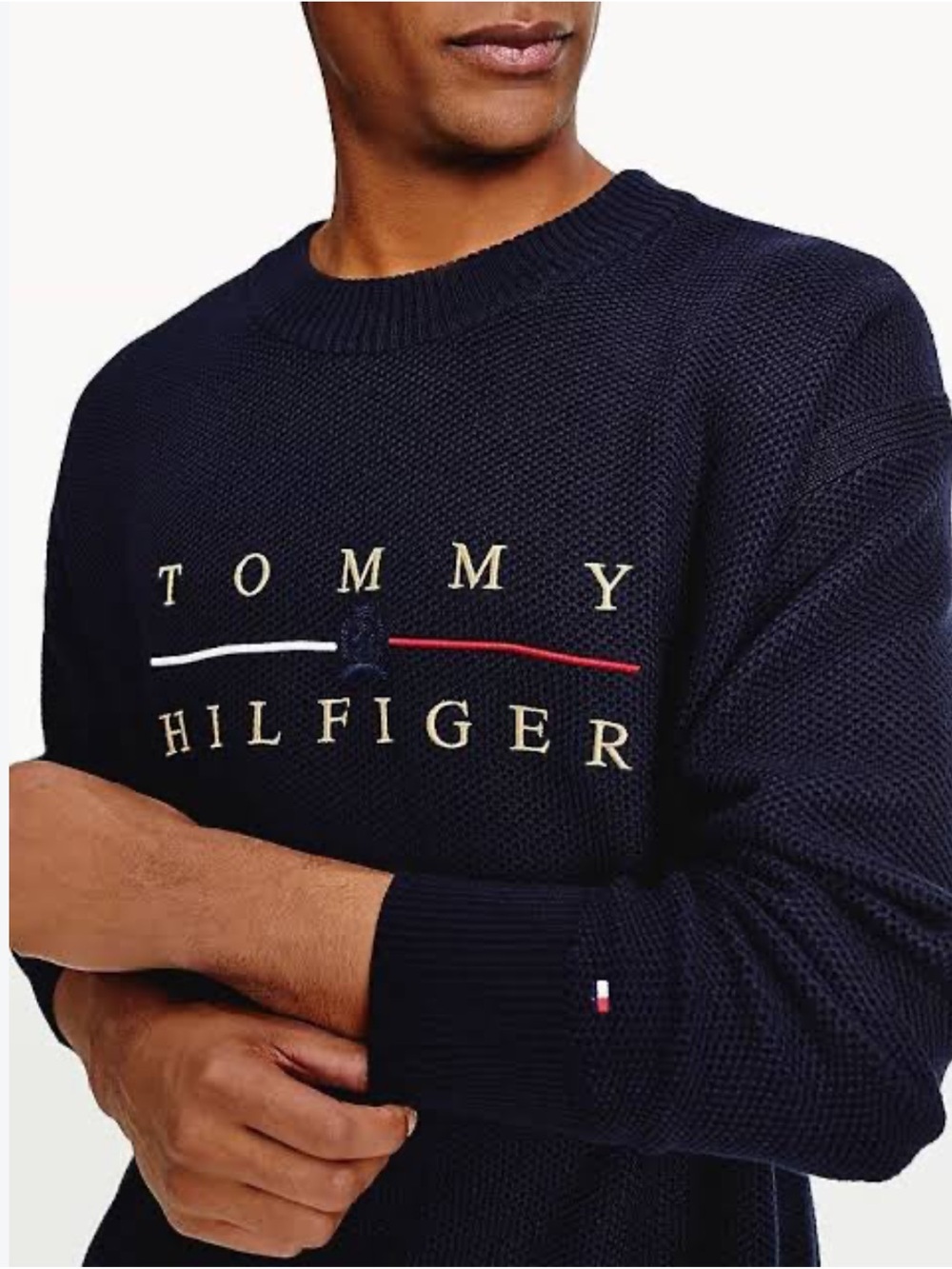 NEW! Tommy Hilfiger Oversized Icon Men’s Navy Logo Crewneck Sweater 3XL